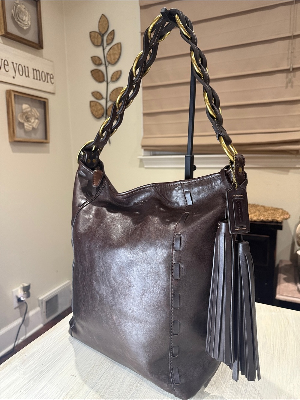 RARE Y2K Chocolate Brown Pinnacle Legacy Bohemian Large Duffle-EUC